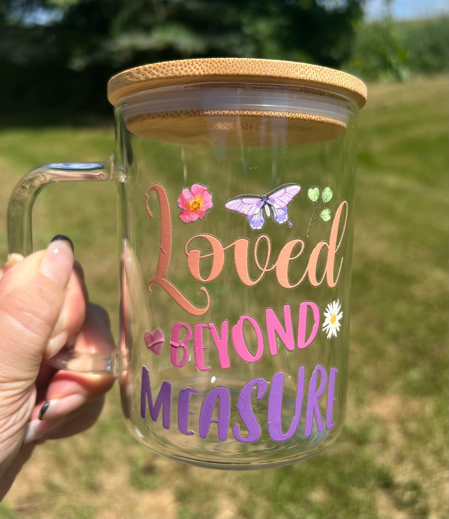 Glass Tumbler with bamboo top